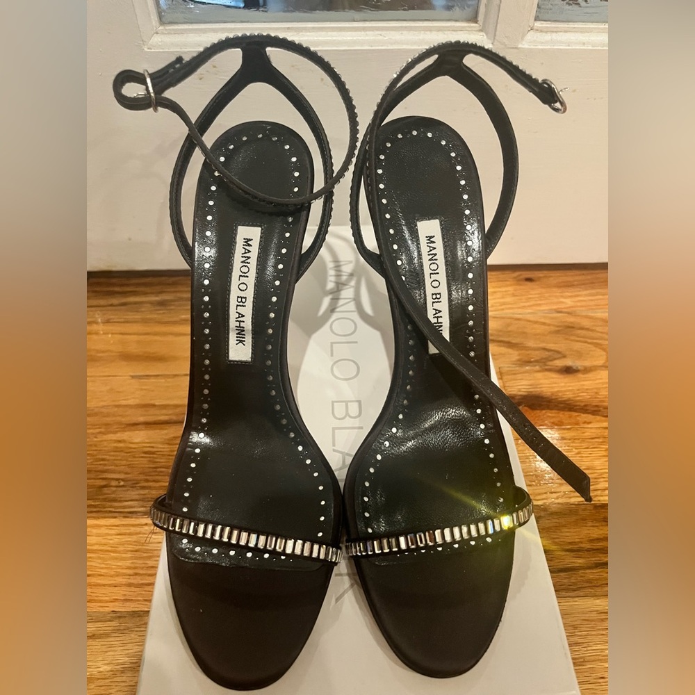 Manolo Blahnik Strappy Sandals with Crystal Accents